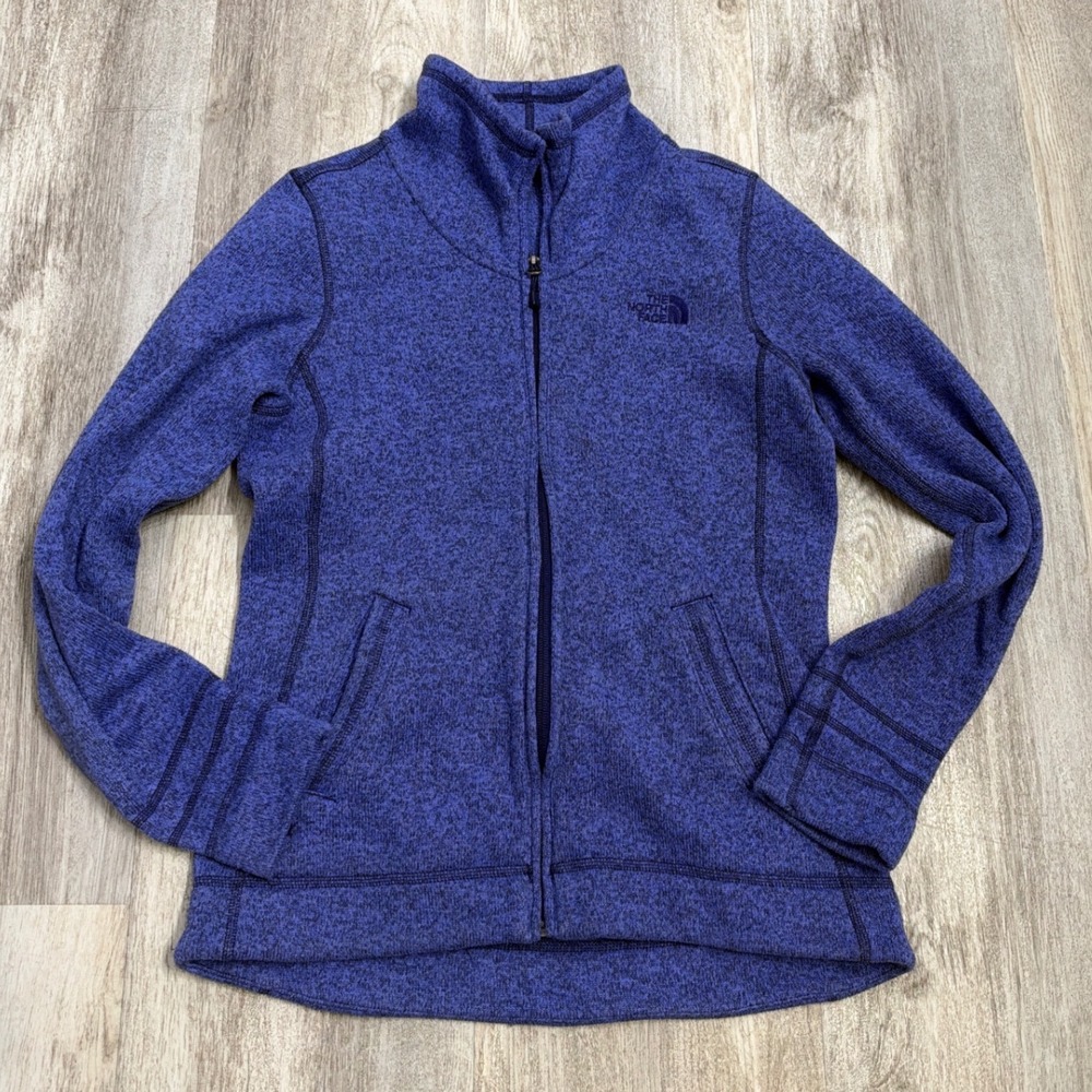 The North Face Womens Purple Heather Full Zip Fleece Jacket Small Mock Neck